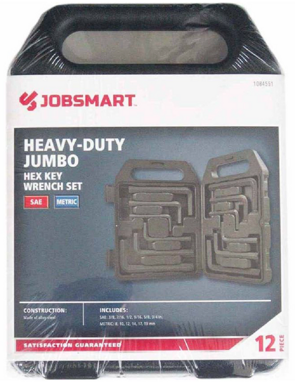 JobSmart JS2017118 12 piece SAE/Metric Hex Key Set Hand Tools ...