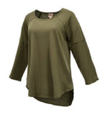 Como Vintage CS12017TSC3 Women's 3/4 Sleeve Popover Tunic, Olive, Large