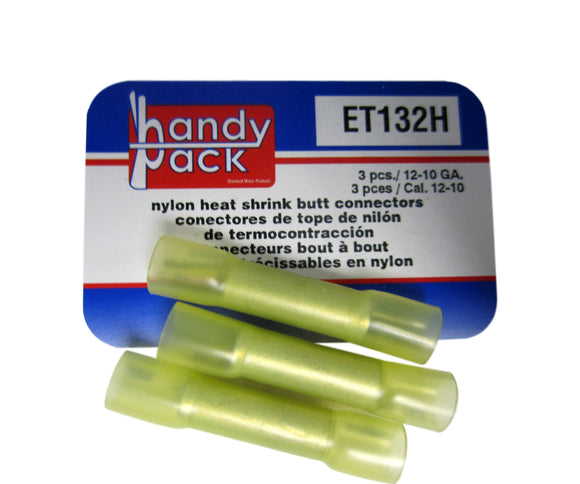 Standard Handy Pack ET132H 12-10 Gauge Nylon Heat Shrink Butt Connectors New!