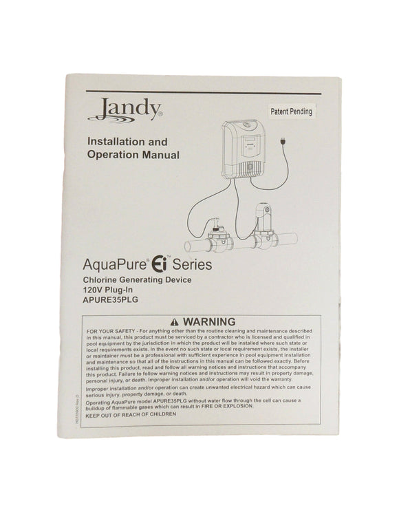 Jandy AquaPure APURE35PLG Chlorine Generating Device Installation Owner's Manual