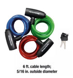 Master Lock 8127TRI 6 ft. Long Bike Lock Cable with Key, Assorted Colors, 3 Pack Keyed-Alike