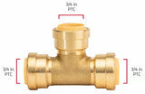 ProBite LF824R Durable Tee Fitting Lead-Free Brass 0.75 in. Size Push-to-Connect