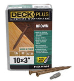 Hillman 48827 Brown Epoxy Coated Deck Plus Exterior Wood Deck Screw -10 x 3 in.