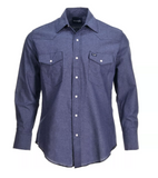 Wrangler MS726BL Cowboy Cut Western Chambray Work Shirt, Indigo Blue, 2XL