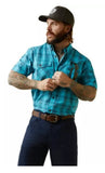 Ariat 10039333 Men's Short-Sleeve Rebar Made Tough Work Shirt Size XL Bachelor Button
