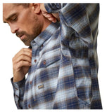 Ariat 10046794 Men's Rebar Flannel Durastretch Long Sleeve Work Shirt XXL Blue Khaki Plaid