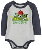 John Deere J4B330HNT Long Sleeve Bodysuit For Infants, Embroidered Design, 3-6 M
