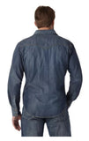 Wrangler Men's Long-Sleeve Slim Fit Retro Western Shirt Size Large Denim