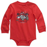Carhartt CA6415-R140-AI Boys' Long-Sleeve Tractor Bodysuit, Dark Red, 12M