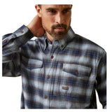 Ariat 10046794 Men's Rebar Flannel Durastretch Long Sleeve Work Shirt XXL Blue Khaki Plaid