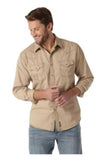Wrangler Men's Long-Sleeve Slim Fit Retro Western Shirt Size 2XL Tan