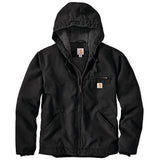 Carhartt 104392-BLK Men's Washed Duck Sherpa-Lined Hooded Jacket, Black, 4XL