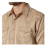 Wrangler Men's Long-Sleeve Slim Fit Retro Western Shirt Size Medium Tan