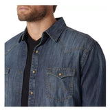 Wrangler Men's Long-Sleeve Slim Fit Retro Western Shirt Size XL Denim