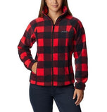 Columbia 2021771658 Women's Benton Springs Fleece Jacket Red Lily Check Print, Large