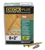 Deck Plus 48413 Exterior Tan Ceramic Steel Screws, Flat Head, Self-Drilling #8 x 2"