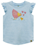 John Deere J1T487BTT Toddler Girls' Sleeveless Tee Chicks, Sky Heather, 3T