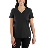 Carhartt 105739-N04 Women's Cotton Relaxed Fit Lightweight V-Neck T-Shirt, Black, Small