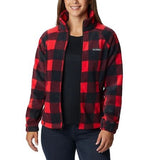 Columbia 2021771658 Women's Benton Springs Fleece Jacket Red Lily Check Print, Large