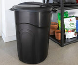 United Solutions TI0020 32 gal. Injection Molded Trashcan with Lid,Black,Plastic