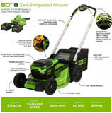 Greenworks 2531702VT Walk-Behind Self-Propelled Push Lawn Mower 60V 21 inch