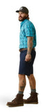 Ariat 10039333 Men's Short-Sleeve Rebar Made Tough Work Shirt Size Medium Bachelor Button