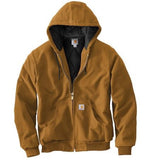 Carhartt J140BRN Men's Brown Quilted Flannel-Lined Duck Active Jacket, Large