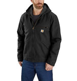 Carhartt 104392-BLK Men's Washed Duck Sherpa-Lined Hooded Jacket, Black, 3XL