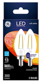 Savant 23155 GE LED Decorative Light Bulbs 40 Watt Replacement Small Base 2 Pack