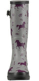 Blue Mountain BM2301 Wellington Women's Rubber Rain Boots Horse Print, Size 8