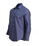 Wrangler MS726BL Cowboy Cut Western Chambray Work Shirt, Indigo Blue, 2XL