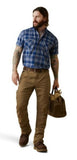 Ariat 10039333 Men's Short-Sleeve Rebar Made Tough Work Shirt Size Large Stonewash Plaid