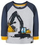 John Deere J4T353HTT Long Sleeve T-Shirt, Raglan Sleeves, Heather Grey, 4T
