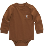 Carhartt CA5002-D15-LM Boys' Long-Sleeve Pocket Bodysuit, Carhartt Brown, 18M