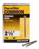 Hillman 461357 Bright Common Nail for General Woodwork 8D x 2-1/2 in. - 1 lb.