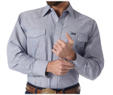 Wrangler MS743CH Cowboy Cut Western Chambray Work Shirt, L B Chambray, Medium