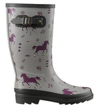 Blue Mountain BM2301 Wellington Women's Rubber Rain Boots Horse Print, Size 8