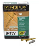 Deck Plus, Tan Deck Screws, Exterior Screws, Steel, 1lb Box (#8 x 1-5/8")
