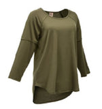 Como Vintage CS12017TSC3 Women's 3/4 Sleeve Popover Tunic, Olive, Medium
