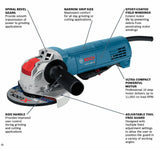 Bosch GWS10-45PE 10 Amp Angle Grinder with Lock-On Paddle Switch, 4-1/2"