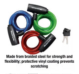 Master Lock 8127TRI 6 ft. Long Bike Lock Cable with Key, Assorted Colors, 3 Pack Keyed-Alike