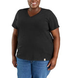 Carhartt 105739-N04 Women's Cotton Relaxed Fit Lightweight V-Neck T-Shirt, Black, Small