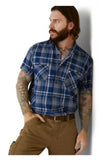 Ariat 10039333 Men's Short-Sleeve Rebar Made Tough Work Shirt Size Medium Stonewash Plaid