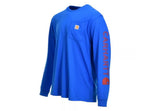 Carhartt Blue Glow Loose Fit Heavyweight Long-Sleeve Logo T-Shirt, Medium