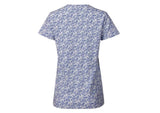 Blue Mountain YKL-9072 Blue Paisley-Colored Short-Sleeve V-Neck T-Shirt, Small