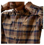 Ariat 10046794 Men's Rebar Flannel Durastretch Long Sleeve Work Shirt Medium Tiger's Eye Plaid
