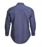 Wrangler MS726BL Cowboy Cut Western Chambray Work Shirt, Indigo Blue, 2XL