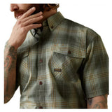 Ariat 10039333 Men's Short-Sleeve Rebar Made Tough Work Shirt Size Medium Silt Green Plaid