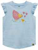 John Deere J1T487BTT Toddler Girls' Sleeveless Tee Chicks, Sky Heather, 3T