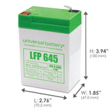 Universal Power Group 6V 4.5Ah Lithium LFP 645 Universal Battery LFP645